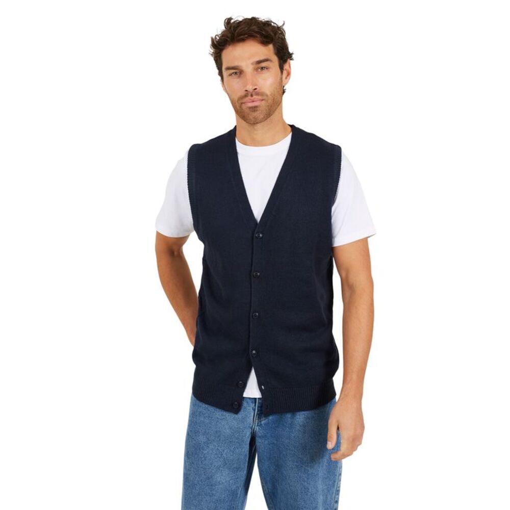 Brave Soul Mens Knitted V Neck Vest / Jet Black